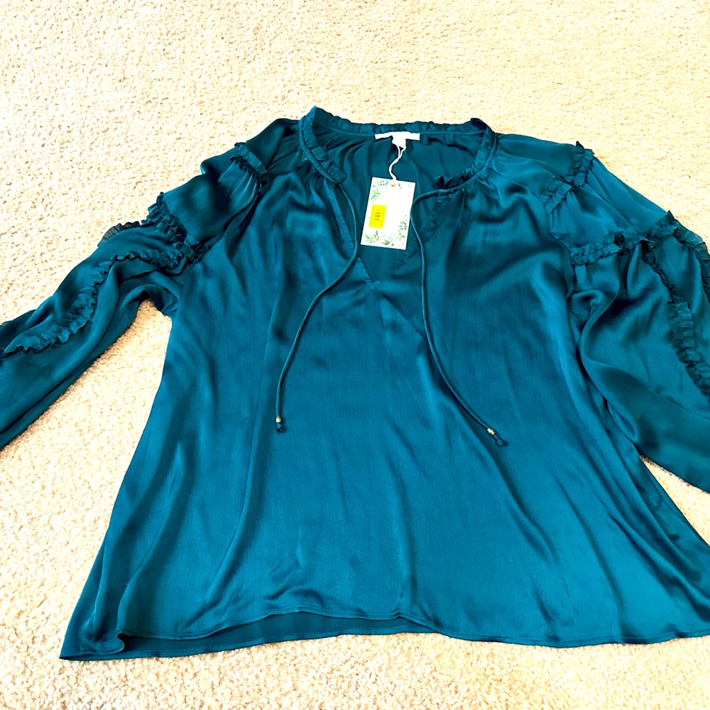 XL green satin Chelsea & Violet blouse